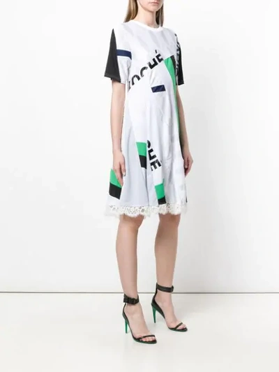 Shop Koché Paneled Logo Dress In White