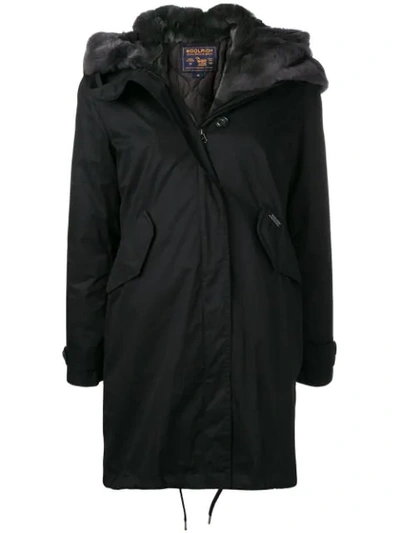Shop Woolrich Hooded Parka Coat - Black