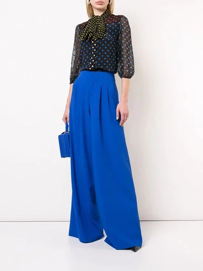 Shop Alice And Olivia Pleated Palazzo Pants In Blue