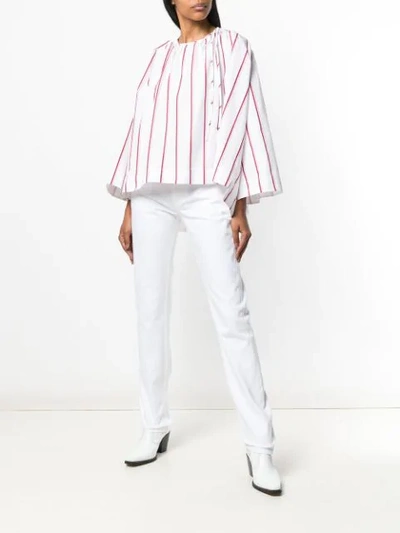 Shop Calvin Klein 205w39nyc Striped Flared Blouse In White