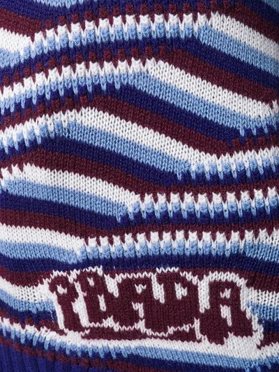Shop Prada Cashmere Geometric Stripes Sweater In Blue