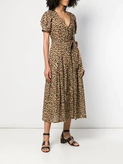 Shop Andamane Leopard Print Midi Dress In Brown
