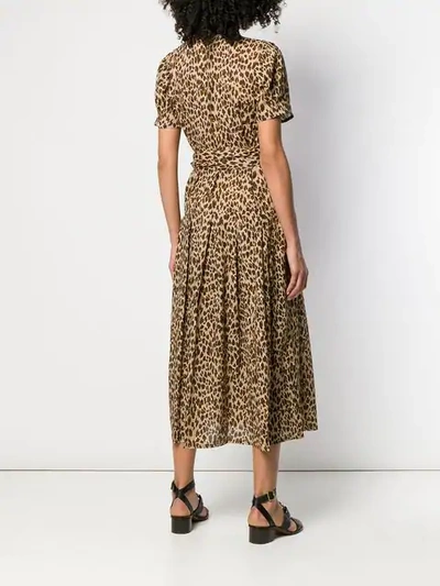 ANDAMANE LEOPARD PRINT MIDI DRESS - 棕色