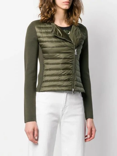 Shop Moncler Cropped Padded Jacket In Green