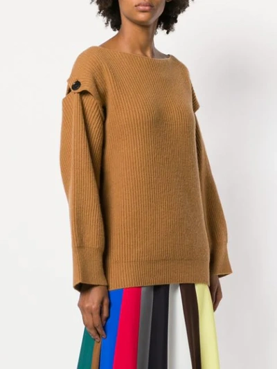 Shop Erika Cavallini Ribbed Knit Sweater - Brown