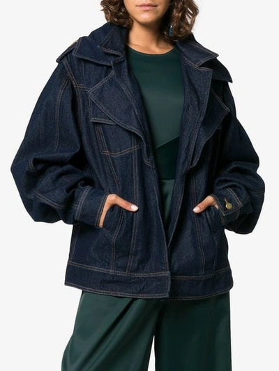 Shop Johanna Ortiz It's All Good Oversize Jacket In Blue