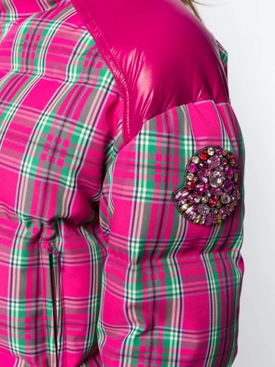 Shop Moncler Plaid Padded Jacket In Pink
