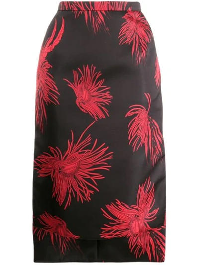 Shop N°21 Floral Print Pencil Skirt In Black