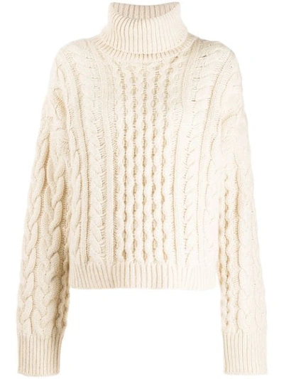 Shop Alanui Cable Knit Jumper In White