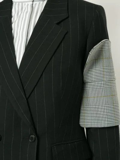 Shop Strateas Carlucci Striped Plated Cuff Blazer In Black