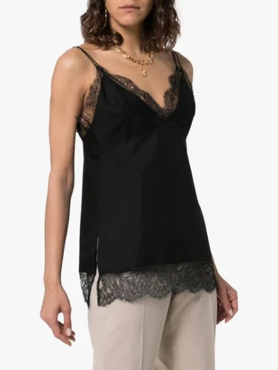 Shop Khaite Carrie Lace-trim Cotton Tank Top In Black