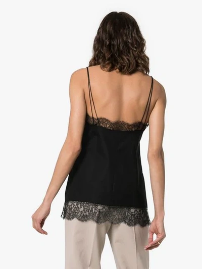 Shop Khaite Carrie Lace-trim Cotton Tank Top In Black