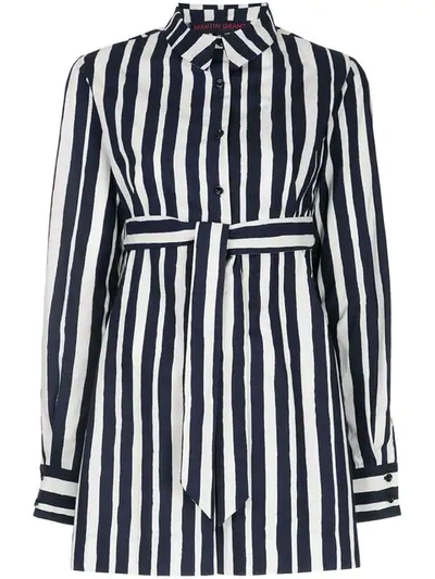 Shop Martin Grant Striped Belted Playsuit In Wide Stripe