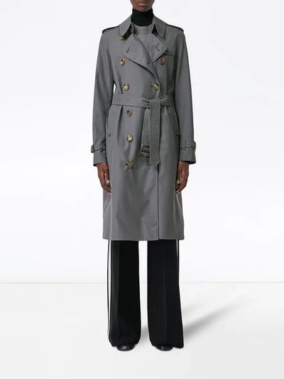 Shop Burberry The Long Kensington Heritage Trench Coat In Grey