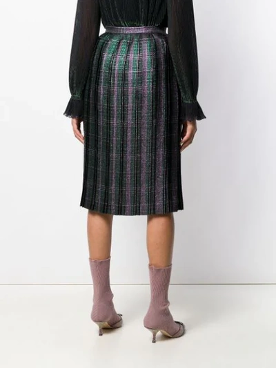 Shop Marco De Vincenzo Checked Pleated Skirt In Green
