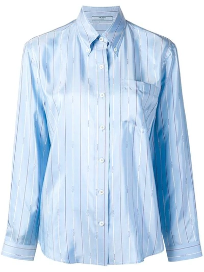 Shop Prada Striped Shirt In Blue