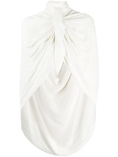 Shop Magda Butrym Sequin Embellished Cape Jacket - White