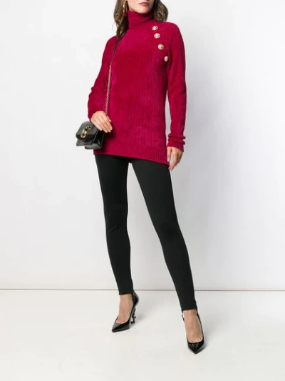 Shop Balmain Turtle Neck Sweater In Red