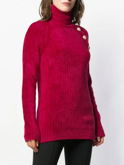 Shop Balmain Turtle Neck Sweater In Red