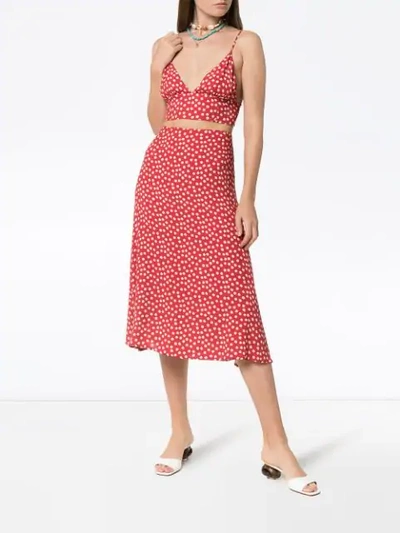 Shop Reformation Catania Two-piece Floral Top And Skirt In Red