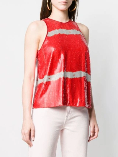 Shop Msgm Sequin Vest Top In Red