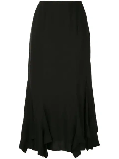 Shop Yohji Yamamoto Draped Detail Skirt In Black