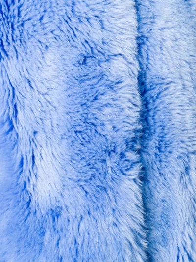 Shop Msgm Faux Fur Collarless Coat In Blue