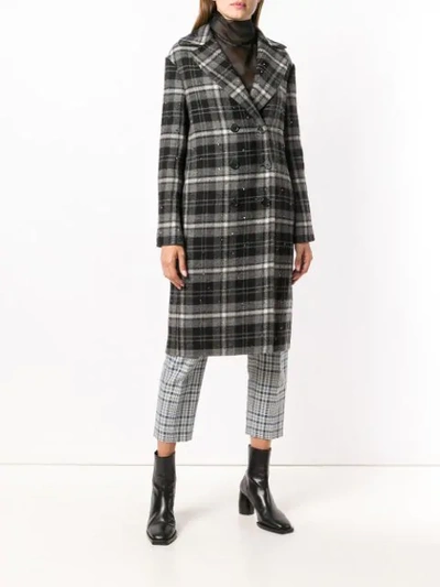 Shop Ermanno Scervino Checked Double Breasted Coat In Grey