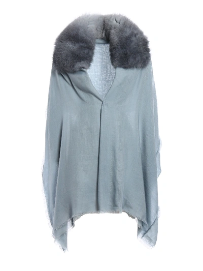 Shop Valentino Fur Embellished Cashmere Stole In Grey