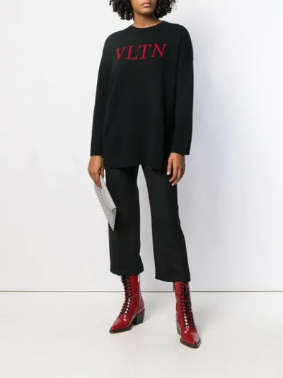 Shop Valentino Vltn Logo Knitted Jumper In Black