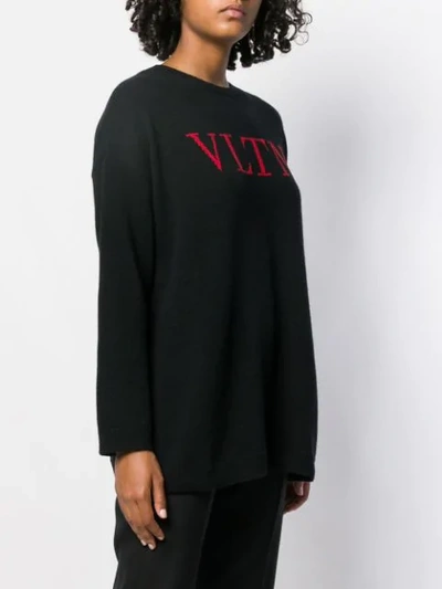 Shop Valentino Vltn Logo Knitted Jumper In Black