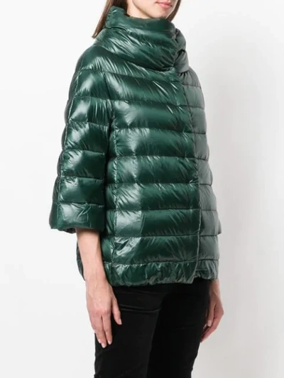 Shop Herno Zipped Padded Coat - Green