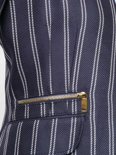 Shop Emilio Pucci Pinstriped Open Front Blazer In A39 Notte/bianco