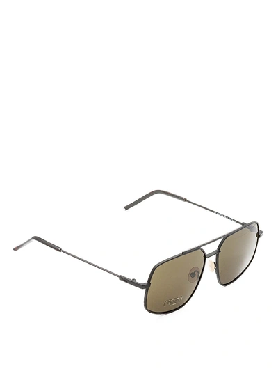 Shop Fendi Air Slim Metal Sunglasses In Black