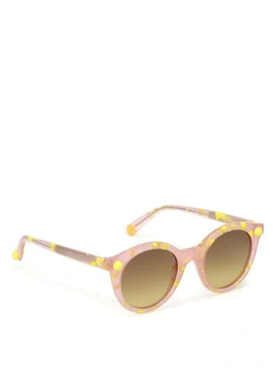 Shop Christopher Kane Pink And Yellow Havana Sunglasses