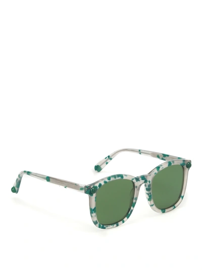 Shop Christopher Kane Green Havana Square Sunglasses