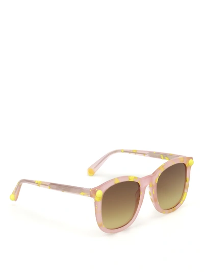 Shop Christopher Kane Pink And Yellow Havana Sunglasses