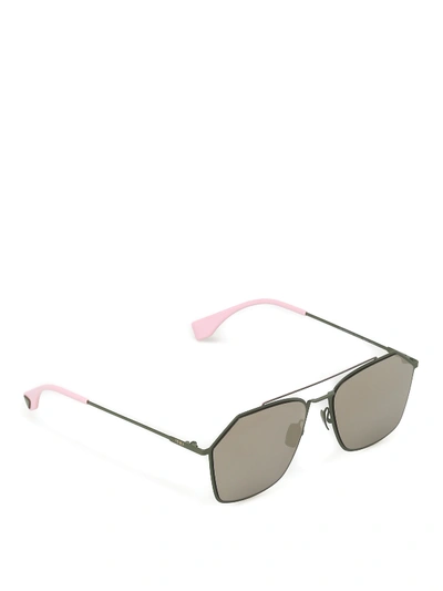 Shop Fendi Eyeline Metal Sunglasses In Multicolour