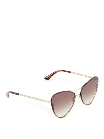 Shop Mcq By Alexander Mcqueen Cat-eye Gold Metal Sunglasses