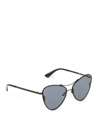 Shop Mcq By Alexander Mcqueen Cat-eye Black Metal Sunglasses