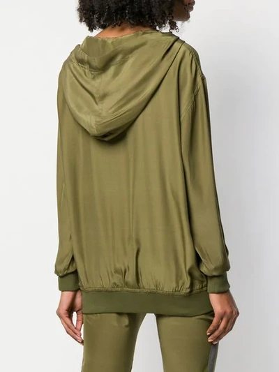 Shop A.f.vandevorst Hooded Silk Top In Green