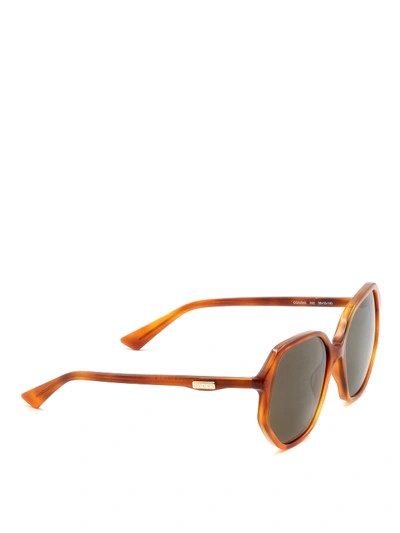 Shop Gucci Tortoise Geometric Sunglasses In Brown