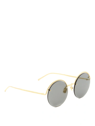 Shop Boucheron Rope-shaped Grey Lenses Sunglasses In Gold