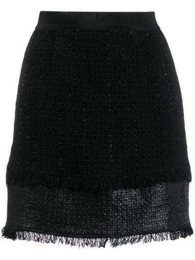 Shop Pinko Tweed Mini Skirt In Black