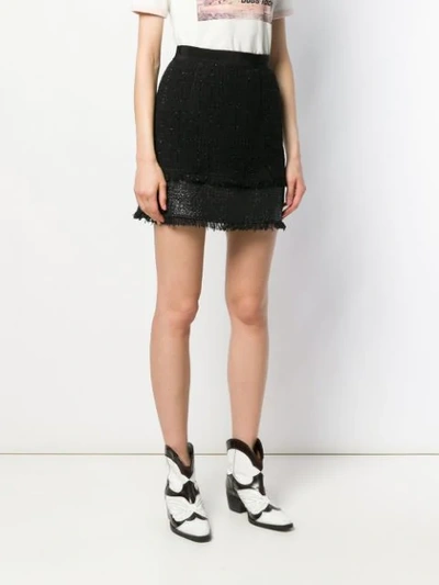 Shop Pinko Tweed Mini Skirt In Black