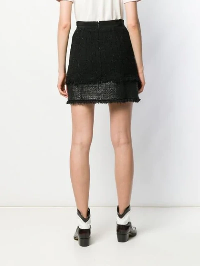 Shop Pinko Tweed Mini Skirt In Black