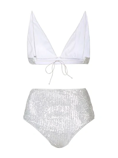 Shop Oseree Glitter Bikini In Silver