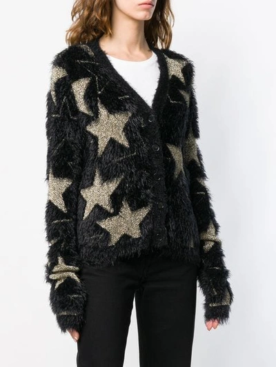 Shop Saint Laurent Lurex Stars Jacquard Cardigan In 1039 -noir / Or