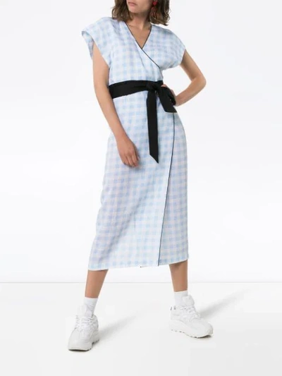 Shop Marysia Coopers Check Midi Dress In Blue