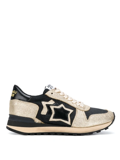 Shop Atlantic Stars Alhena Gold-tone Leather And Black Sneakers